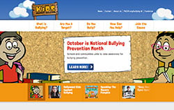 Screen shot of Kids Against Bullying home page.