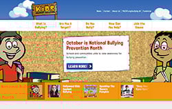 Screen shot of Kids Against Bullying home page.