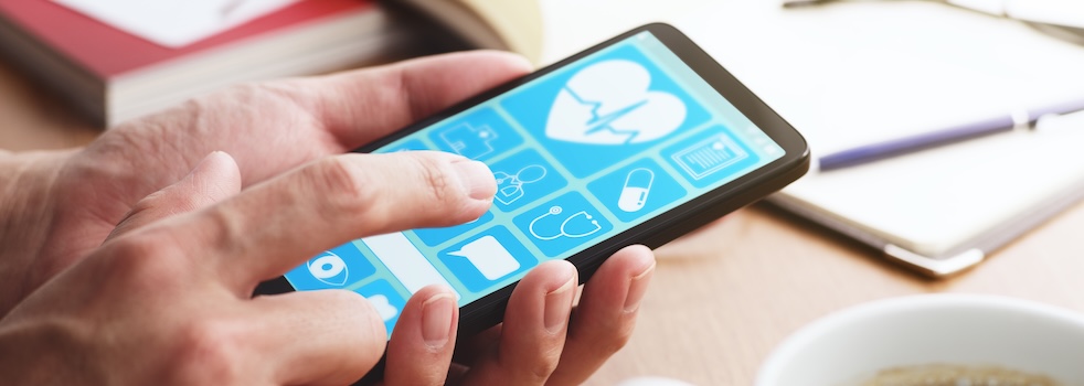 Online healthcare app on smartphone screen.
