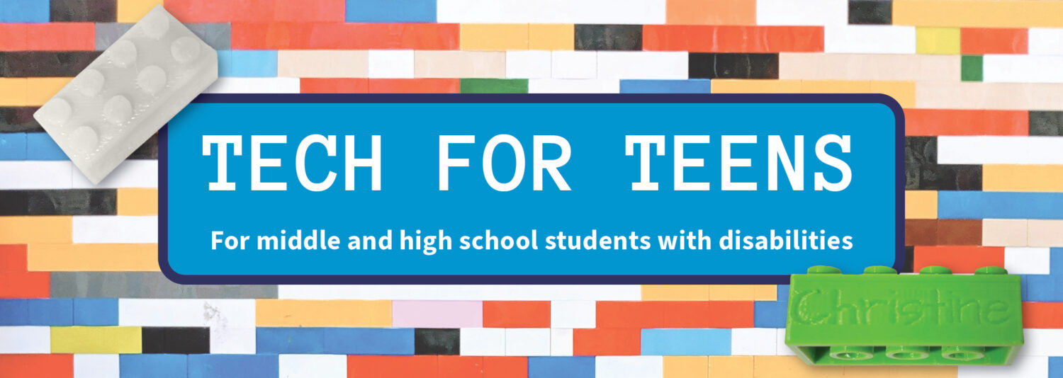 Tech for Teens banner with LEGO brick background